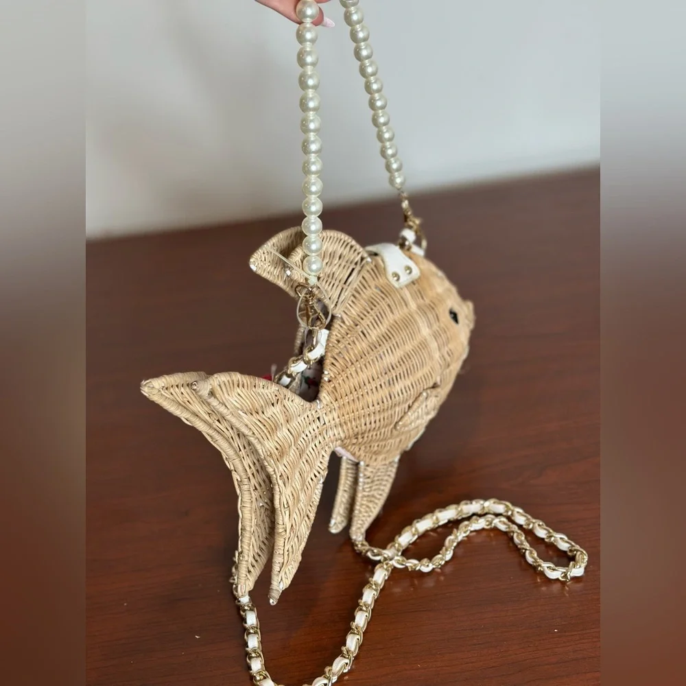 Betsey Johnson Tan and White Fish Decor Ornament
